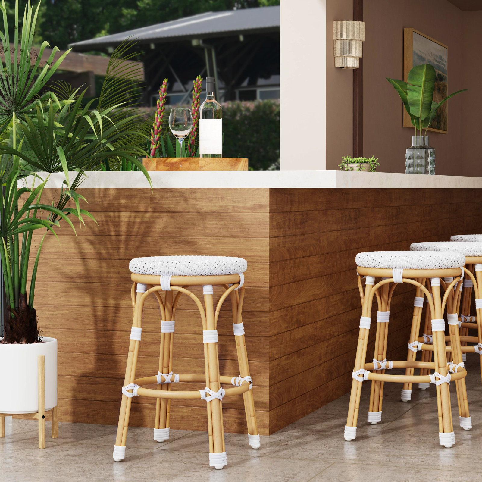 Ellie Patio Bar Stool, White