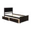 Lit plateforme avec rangement, 2 tiroirs avec roulettes, structure simple, espresso