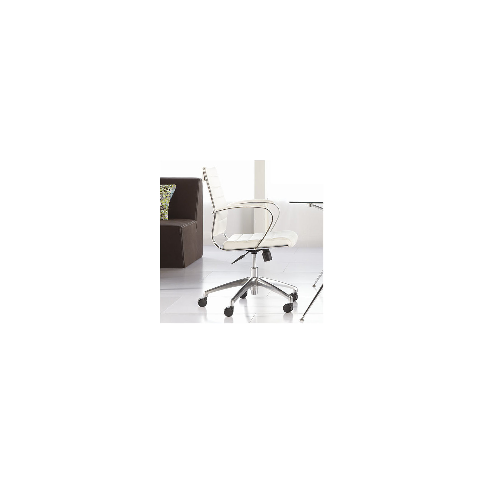 Rossie Swivel Office Chair, Fixed, White