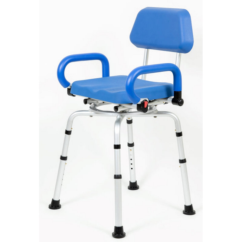 iLIVING ILG-638 Swivel Pivoting Shower Chair for Bathtub and Shower with Padded Seat, Back and Arms, and Adjustable Height , Blue