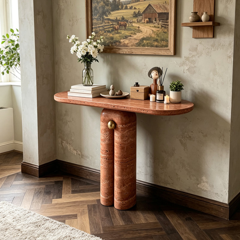 Table console en pierre naturelle Creative Art, Beige, 33.46" H x 47.24" W x 13.78" D