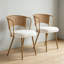 Ensemble de 2 fauteuils pour salle à manger, dossier à oreilles brun, rotin tissé, siège rembourré, 22 po