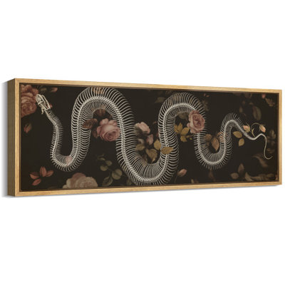 " Moody Floral Snake Skeleton Illustrations Modern Art Decor Bohemian " 2 - Pieces
