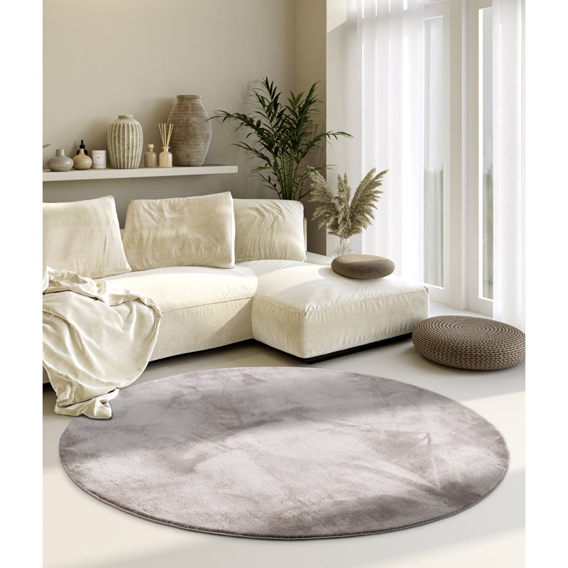 , Light grey Leon high pile rug, Round 160cm