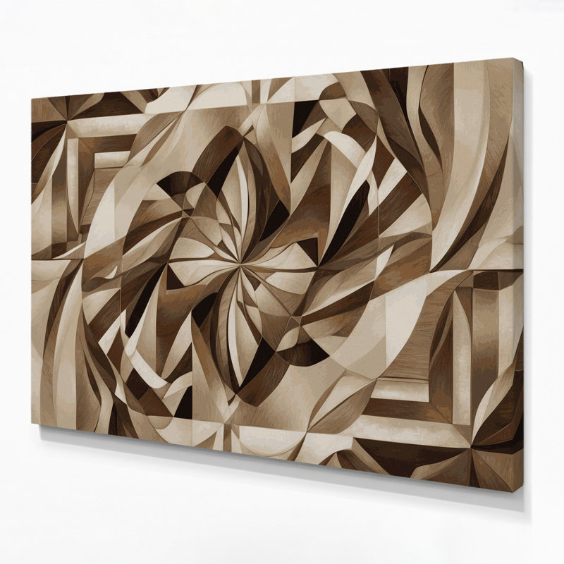 «Geometric Abstraction», art mural sur toile beige, H 11 po x l 14 po