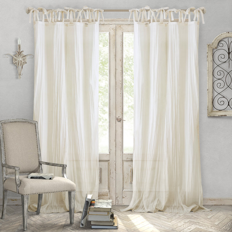 Mercuri Semi Sheer Single Curtain Panel, Ivory, 52"W x 95"L
