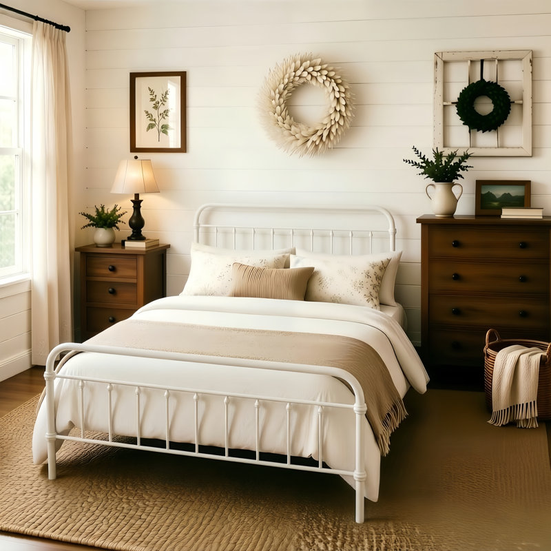 Colina Metal Bed, Queen, White