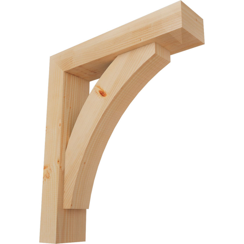 Thorton Block Bracket with Offset Brace, 28 x 24, 5 1/2"W Douglas Fir (Smooth)