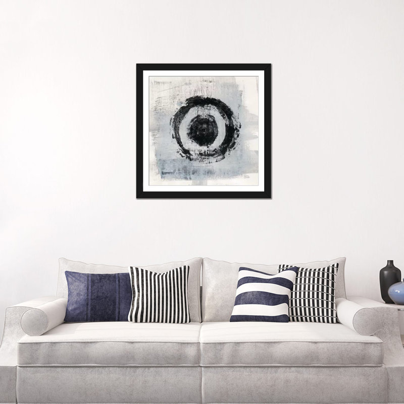 «Zen Circle II», reproduction d'art sur toile, Papier d'art encadré noir, H 24 po x l 24 po x P 1 po, Blanc