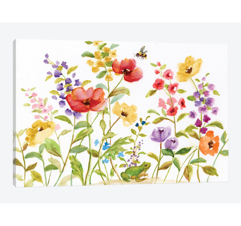 «Garden Frog», reproduction sur toile, H 40 po x l 60 po x P 1,5 po, Toile tendue, Pas de tapis