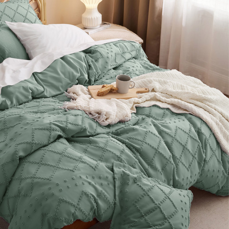 Ensemble de housse de couette pour toutes les saisons, Housse de couette grand + 2 taies décoratives sta, Vert