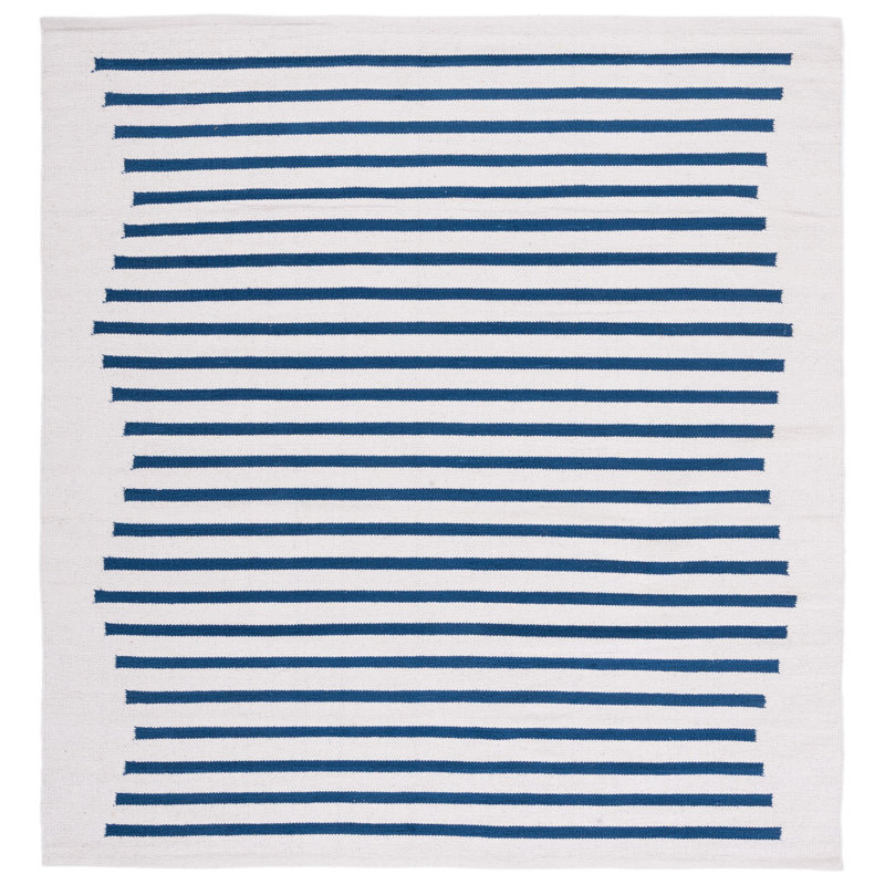 Tapis rayé en coton tissé à la main Estruch, Carré 6 pi