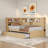 Wood Daybed With Storage Shelves, Charging Station And Trundle-1621487872