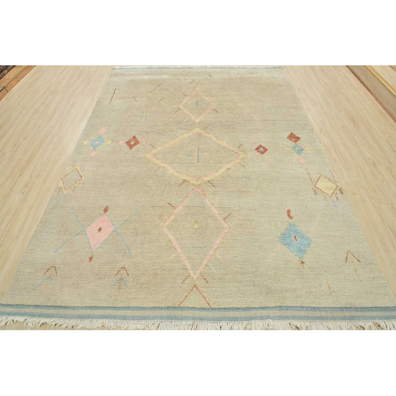 Tapis marocain beige en laine noué à la main