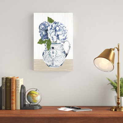 Bouquet d'hortensias bleus - peinture sur toile tendue