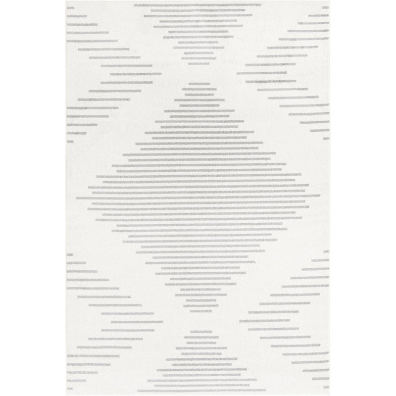 Tapis gris / ivoire en polypropylène tissé à la machine Laidy, Rectangle 6 pi x 9 pi