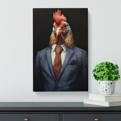 Chicken In A Suit Painting - Print