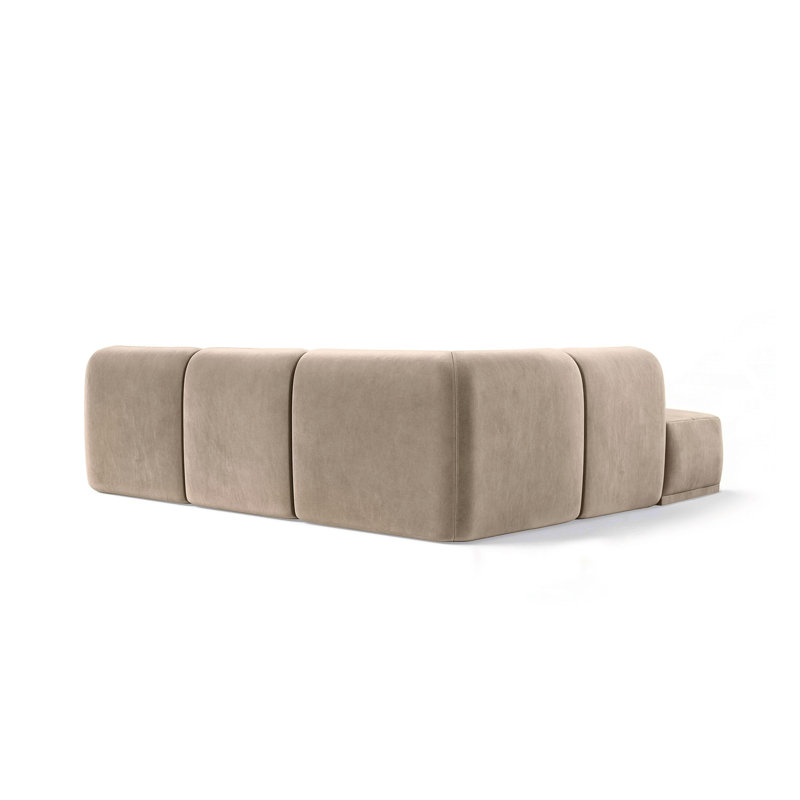5 Seater Velvet Sofa & Chaise, Left Hand Facing, Warm Beige Velvet