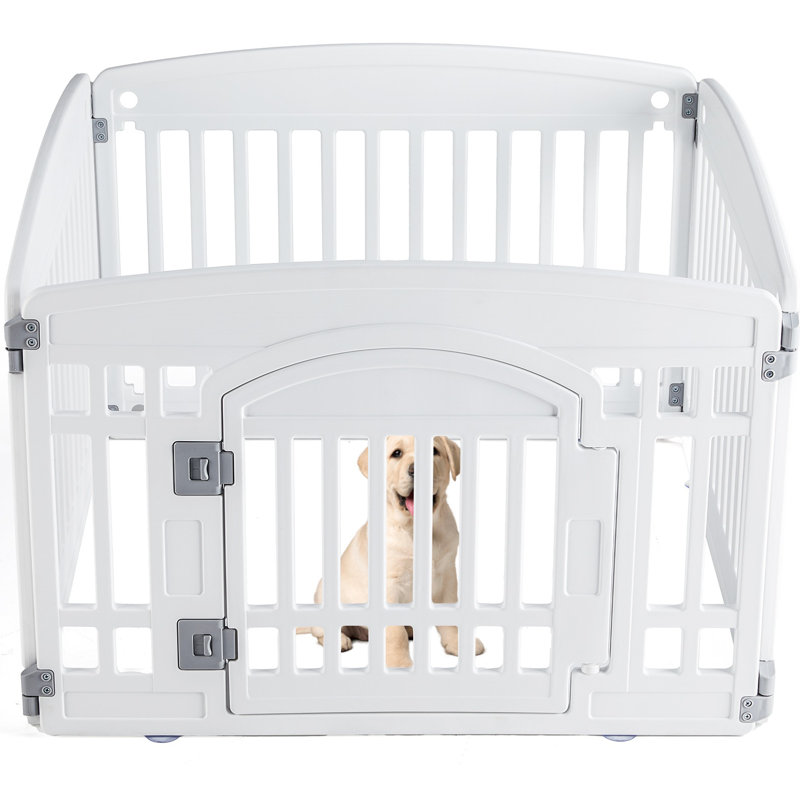 Clôture pliante ajustable pour chien pour petits et moyens chiens, Blanc