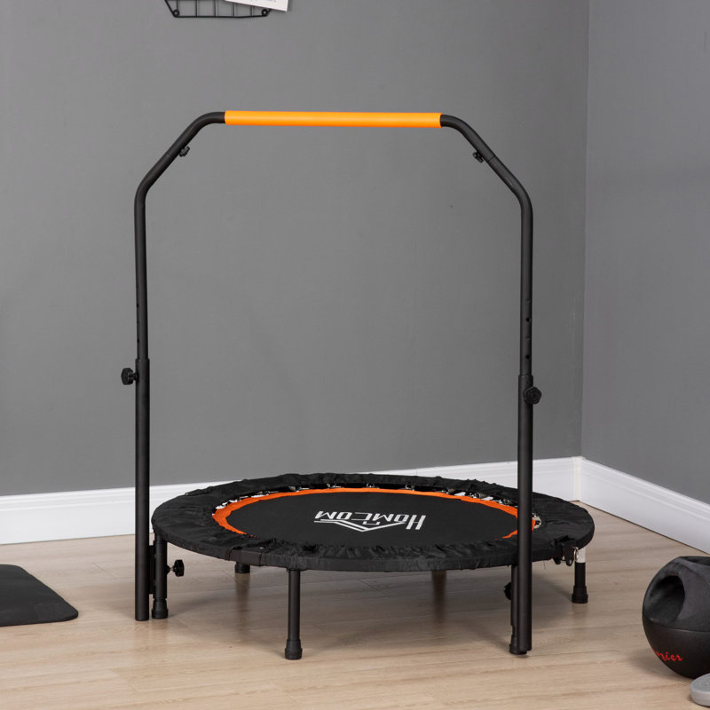 HOMCOM ft Round Fitness Trampoline with Handlebar