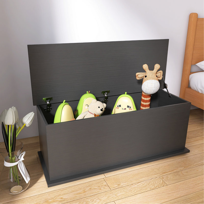 Coffre d'entrée de grande capacité, boîte en bois à plateau relevable noir, range la commode noire pour les vêtements dans l'entrée, pouvant accueillir divers besoins de rangement