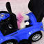 Poussette pour voiture à pousser avec siège amovible et espace de rangement pour enfants de 1 à 3 ans, bleue, avec barrière de sécurité réglable.