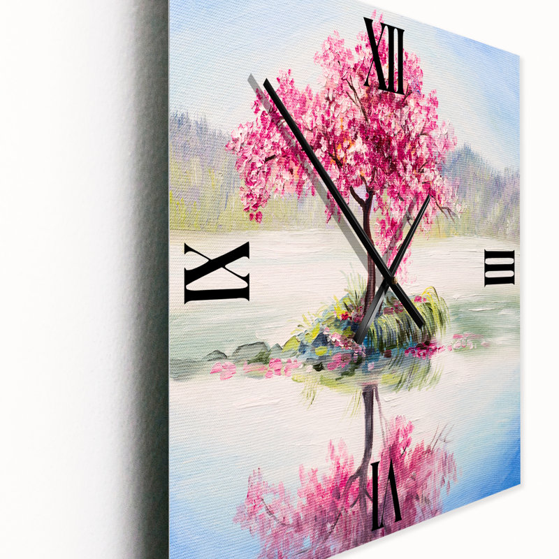 Horloge murale oriental cerisier oriental sur le lac, Petit