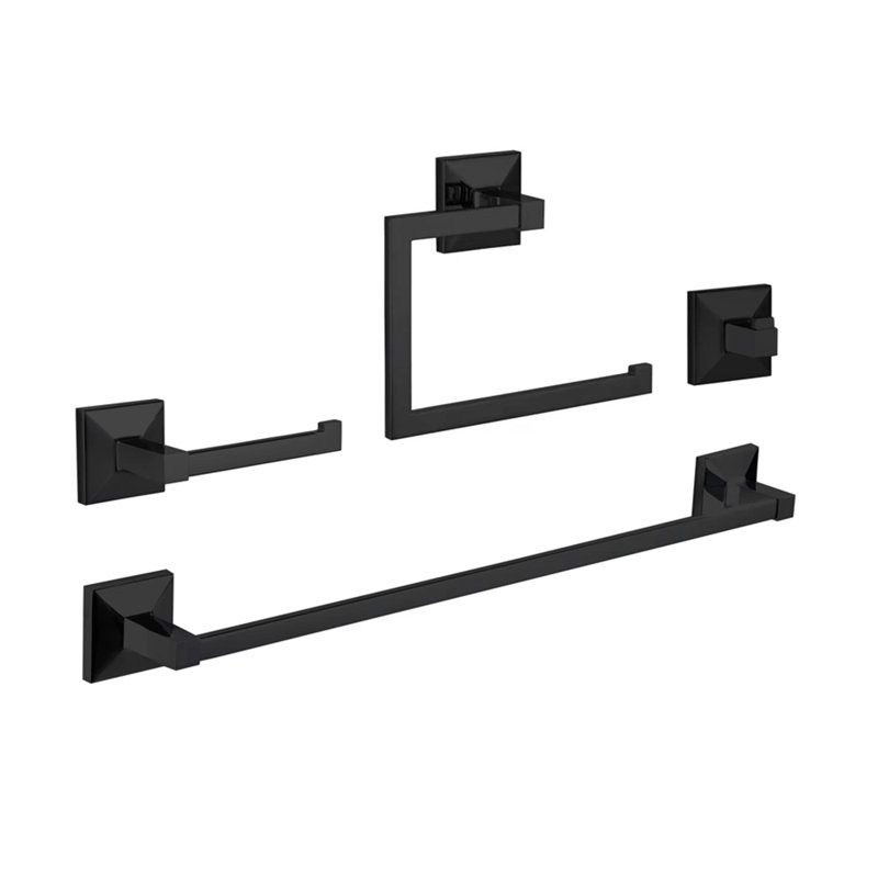 Ensemble de quincaillerie de salle de bain 4 pièces, Noir