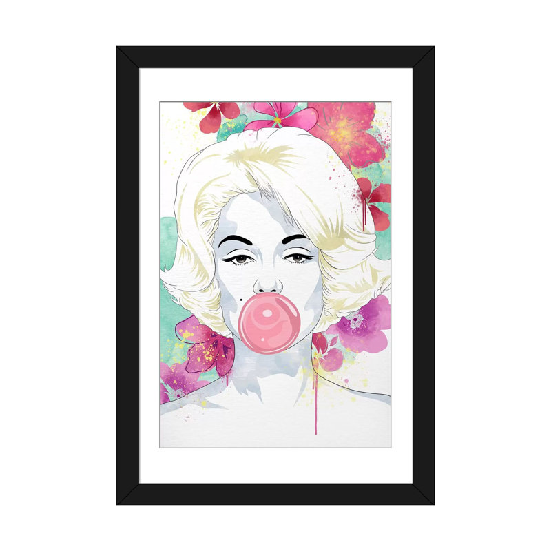 Mod Marilyn, impression sur toile, H 24 po x l 16 po x P 1 po, Papier avec cadre noir, Blanc
