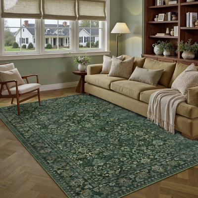 Kitty Machine Washable Oriental Area Rug with Non-Slip Backing