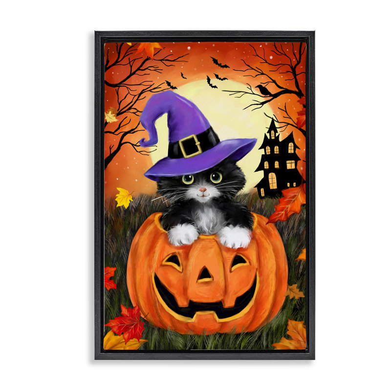 «Cat Peeking» par Jack-o-Lantern, cadre flottant, conception de Jean-François, H 25 po x l 17 po, Cadre flottant noir de jais