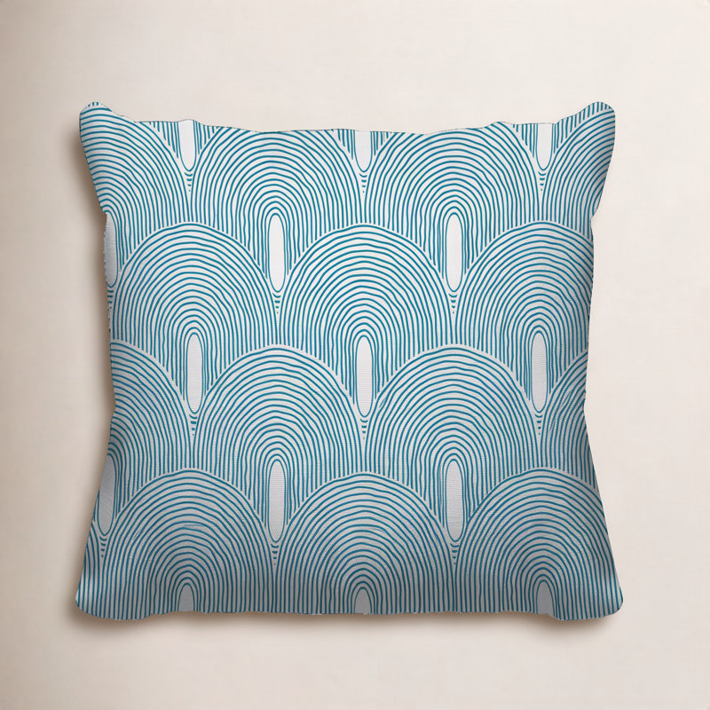 Coussin intérieur / extérieur Limpo Minimalist Mid-Century, 17 po x 17 po, Turquoise, Carré