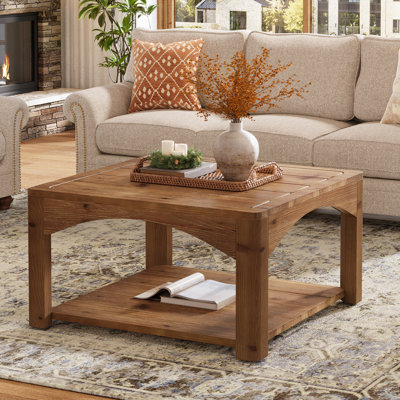 31.5" Solid Wood Coffee Table, Square Center Table