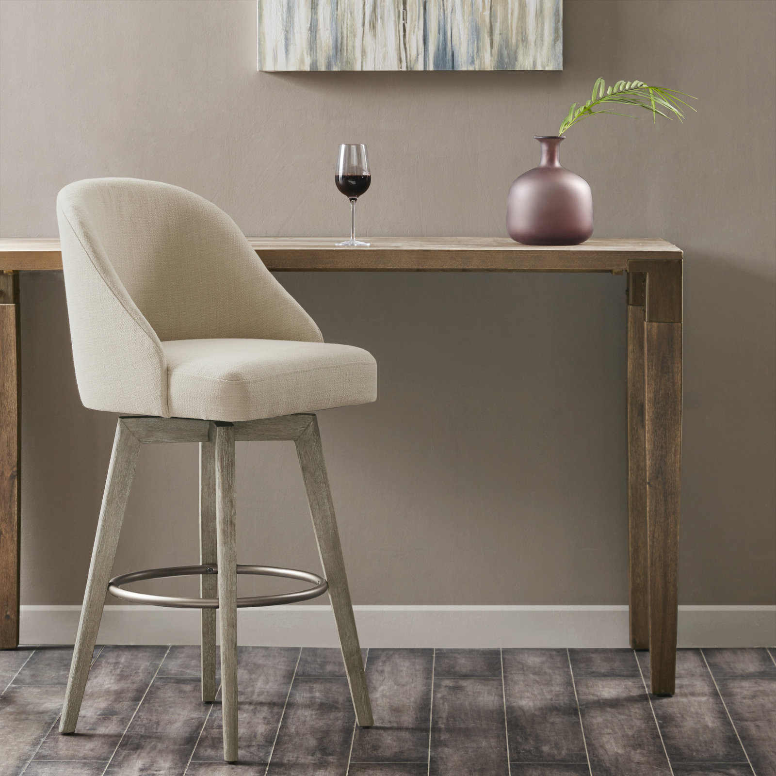 Pearce Swivel Stool, Sand, Counter Stool (25.75” Seat Height), 1
