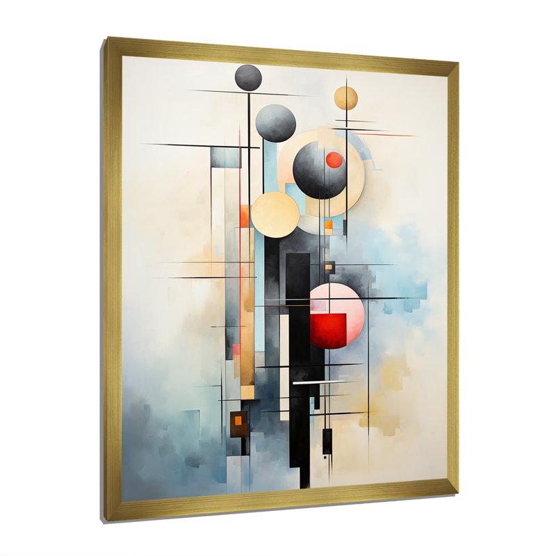 Impression abstraite sur toile Jaculine, Encadrement doré, H 32 po x l 16 po x P 1 po