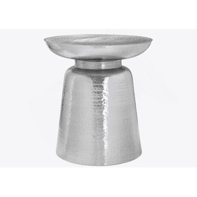 Accent Table, Drum, Side, End, Nightstand, Lamp, White Metal, Contemporary, Modern