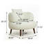 Fauteuil demi-tonneau en chenille antique blanc avec repose-pieds et coussin, siège d'appoint de style nordique pour le salon ou le bureau-1279595308