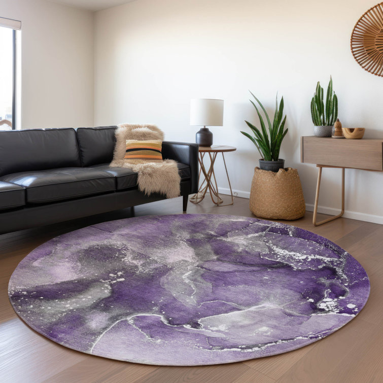 Premium Machine Washable Cerrito AMF518 Purple Rug