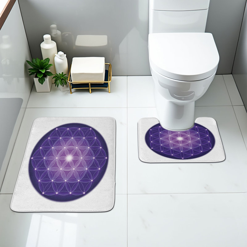  Tapis de salle de bain mauve 2 pièces