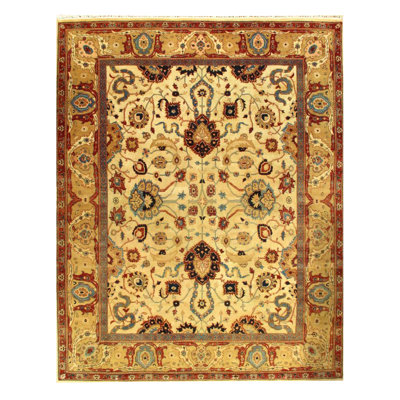 Agra Wool Oriental Area Rug in Beige