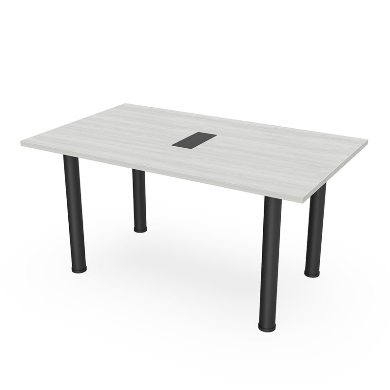 Table de réunion rectangulaire avec pieds électriques et électriques, L 72 po x l 48 po, Blanc, Noir mat