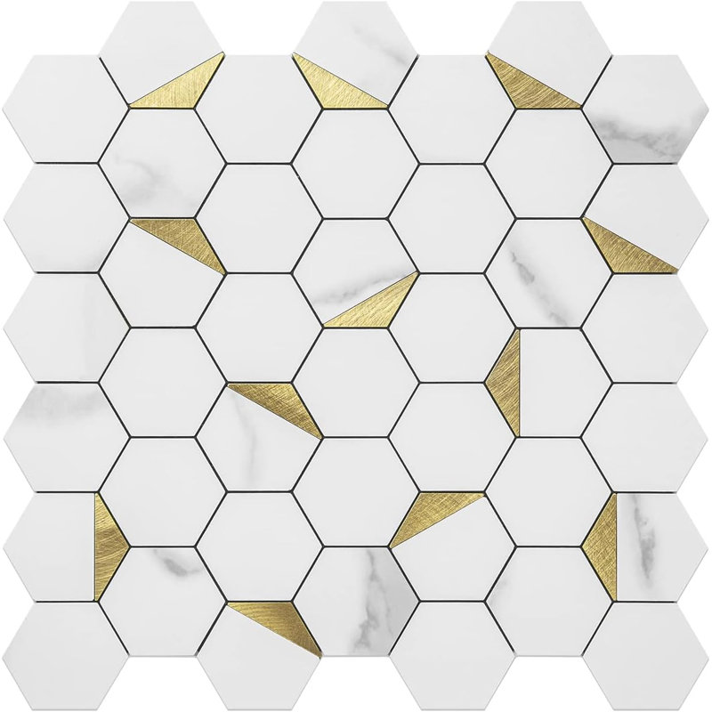 10-Sheet Hexagon Tile Peel and Stick Backsplash