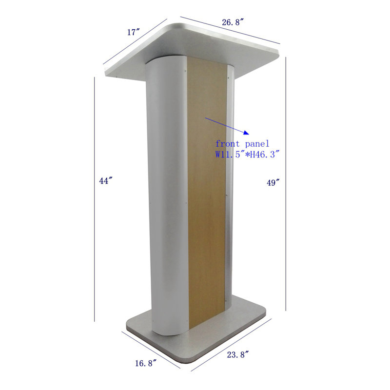 Pupitre de table en mélamine 49 po avec côtés incurvés en acier inoxydable brossé Fixturedisplays® 4929 - Podium assemblé