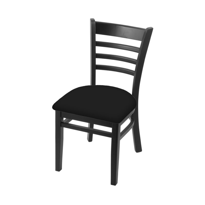 18'' H Upholstered Beech Side Chair, Black Vinyl, Black