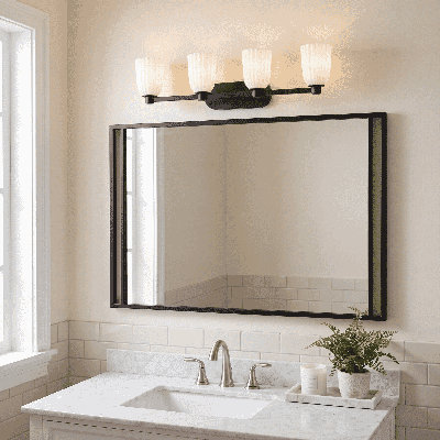 Éclairage pour meuble-lavabo 4 lumières noir mat