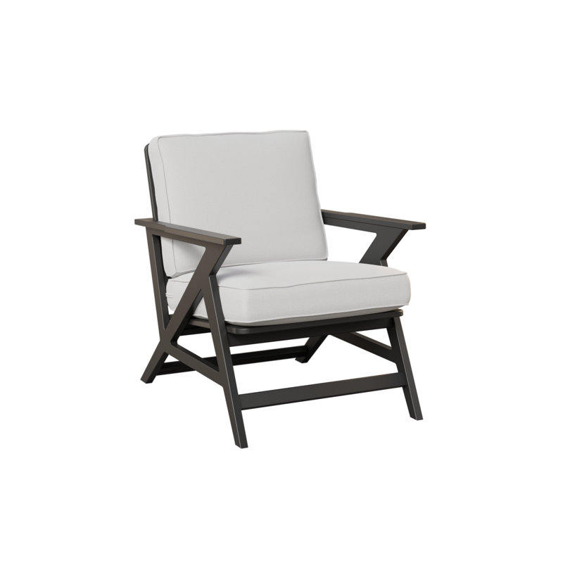 Kinsley Lounge Chair And Cushions, Dupione Celeste, Matte Black