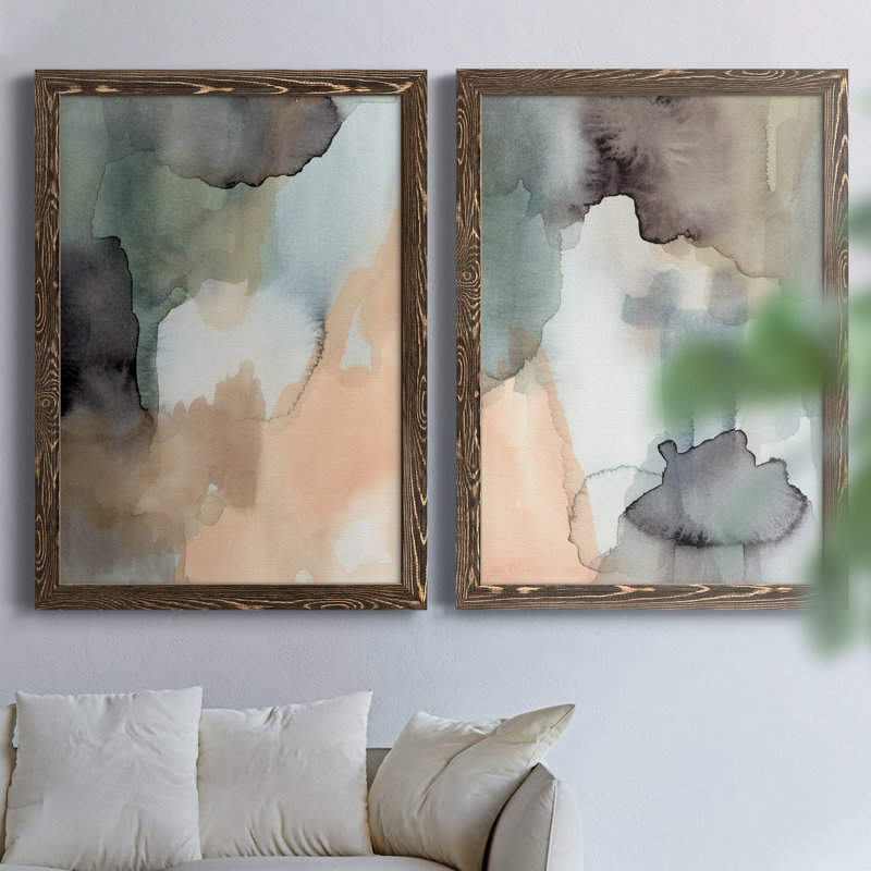 Nectar I - ensemble de 2 reproductions d'art sur toiles, H 31,5 po x l 47 po x P 1,5 po, Toile avec cadre en noyer