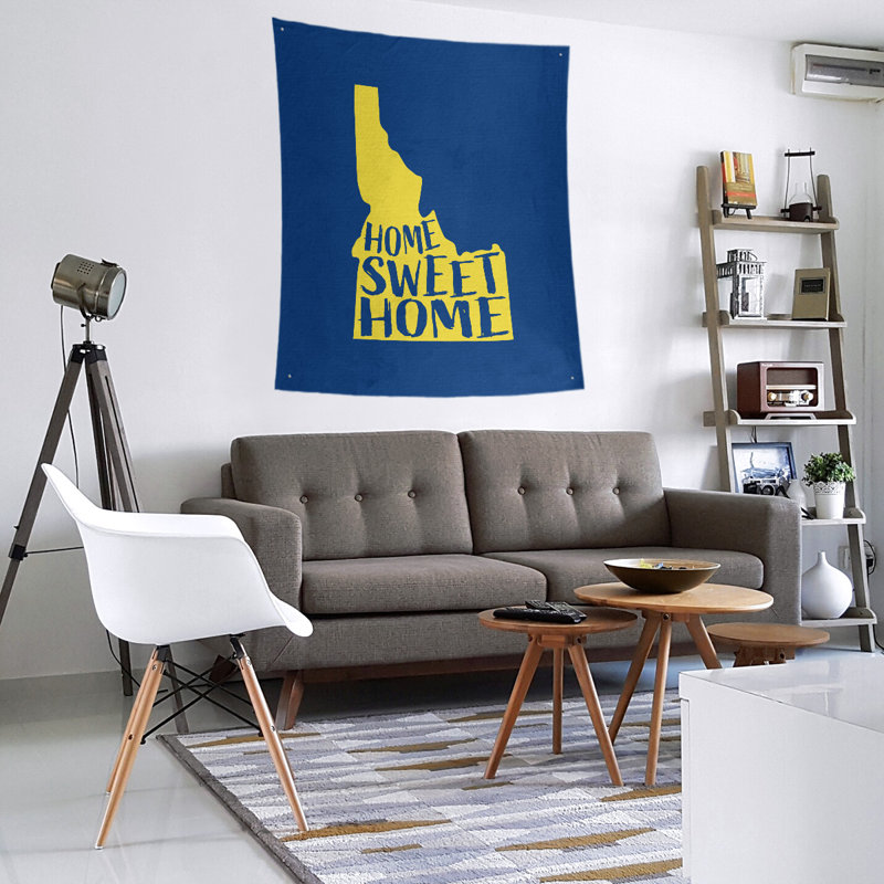 Tapisserie Home Sweet Idaho, H 27,5 po x l 37,5 po, Bleu / Jaune