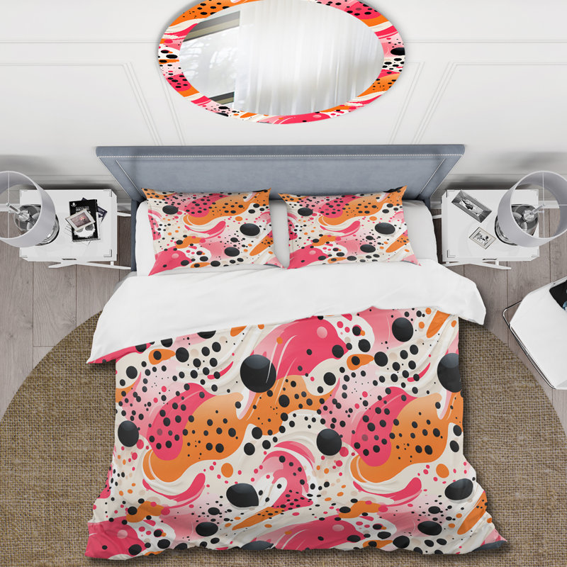 Ensemble de housse de couette Popart Dynamic Doodle Dots I, Housse de couette pour très grand lit et 2 très