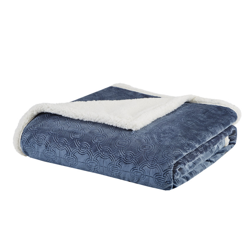 Elma Oversized Textured Plush Throw, Blue